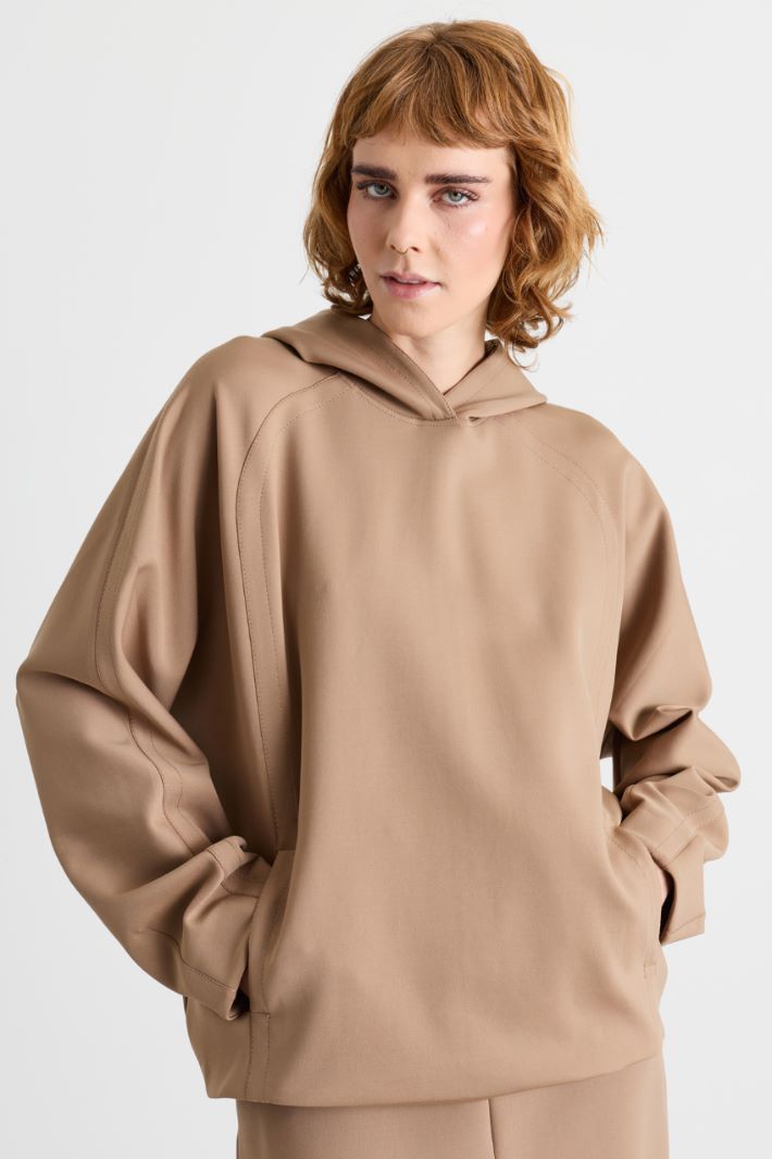 Felpa con cappuccio in jersey - CAMMELLO - Intrend - 2