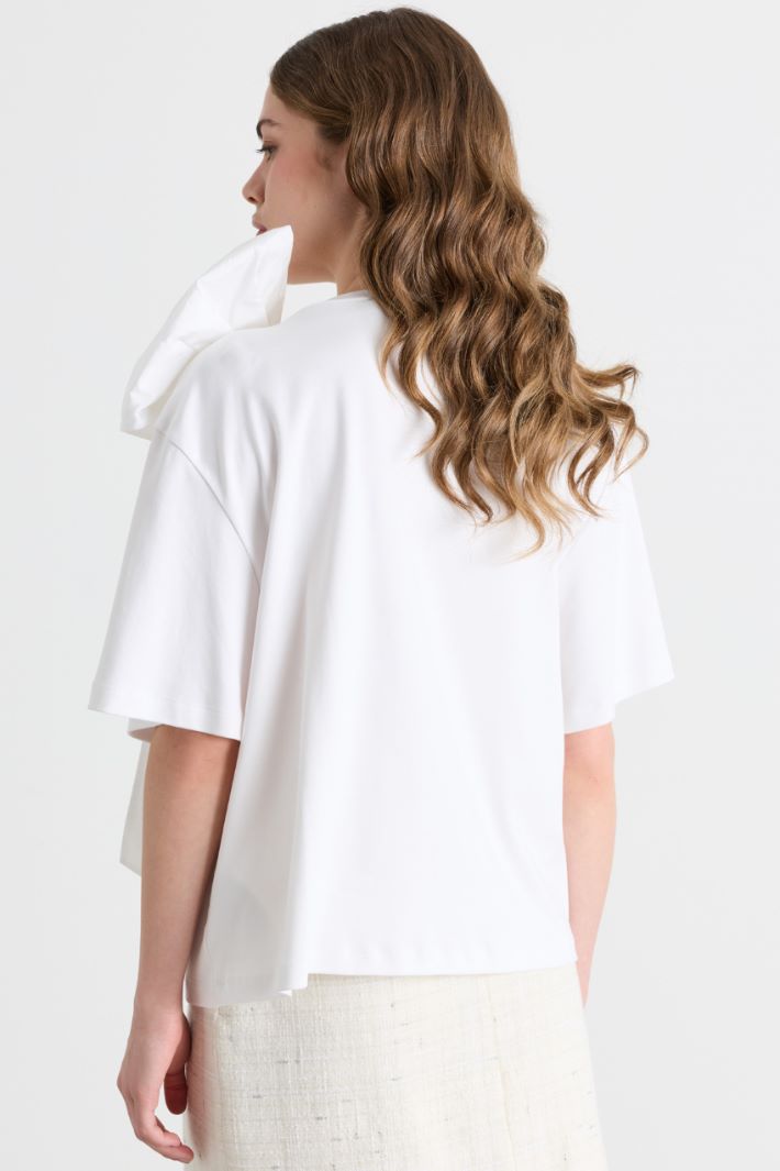 Top in jersey con maxi fiocco - BIANCO - Intrend - 4