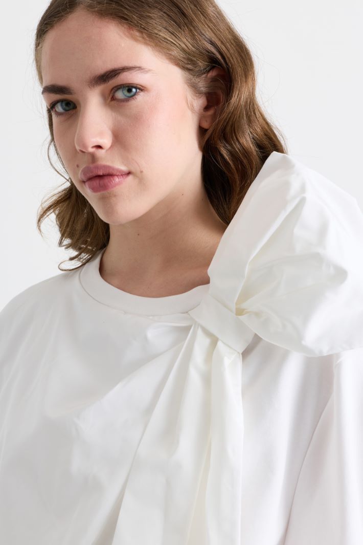 Top in jersey con maxi fiocco - BIANCO - Intrend - 3
