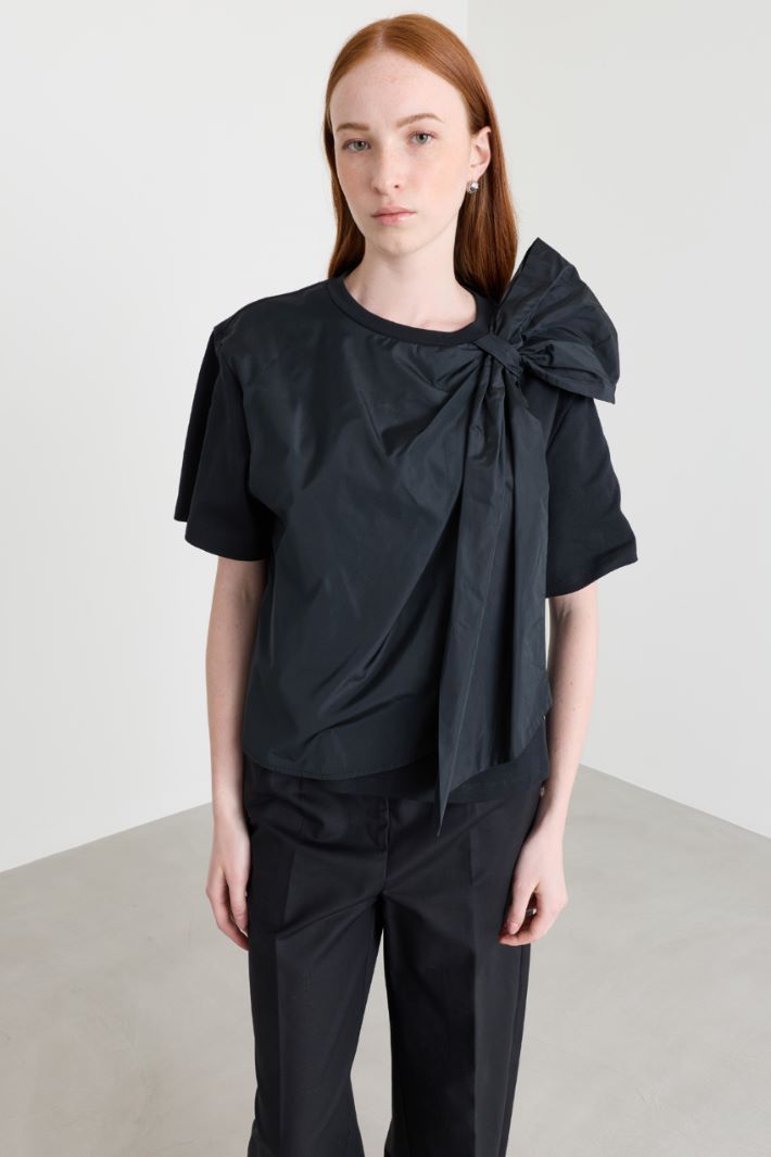 Top in jersey con maxi fiocco - NERO - Intrend - 2