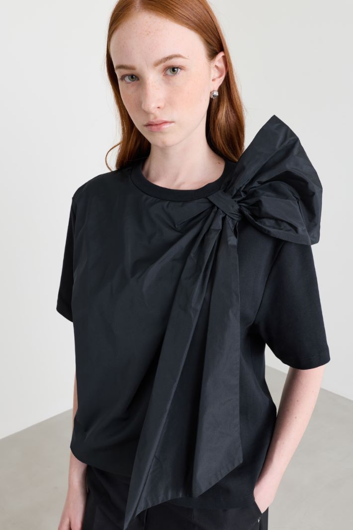 Top in jersey con maxi fiocco - NERO - Intrend - 3