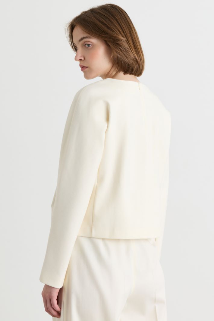 Blusa in gabardina e jersey - BIANCO - Intrend - 4