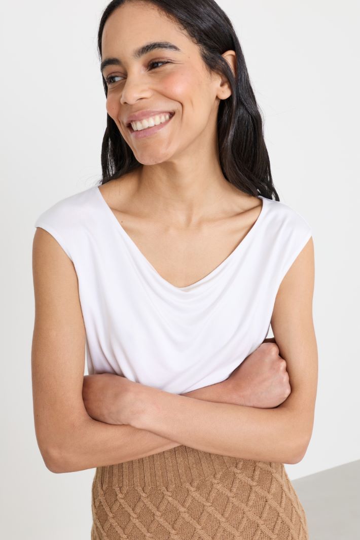 Top in jersey doppiato - BIANCO - Intrend - 3