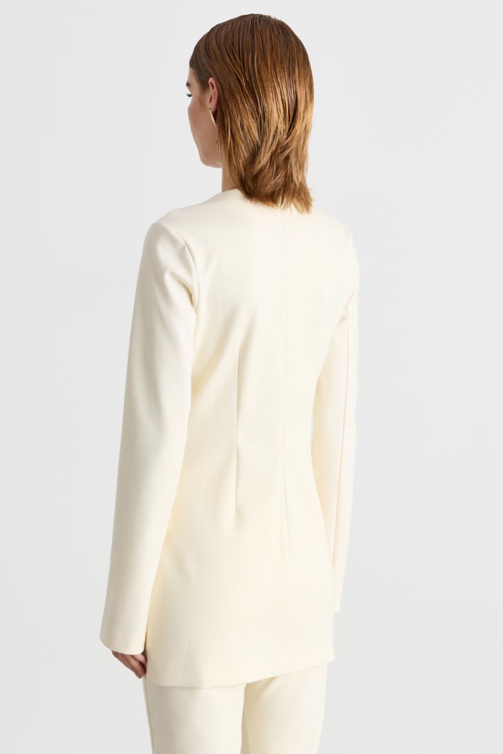 Top aderente in gabardina e jersey - BIANCO - Intrend - 4