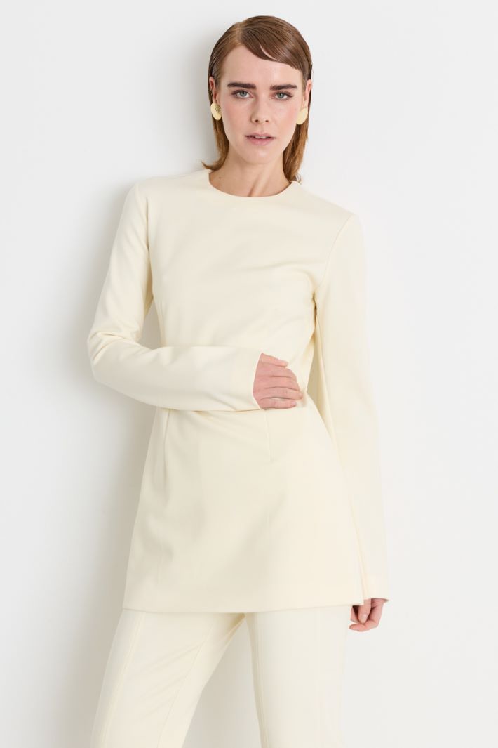 Top aderente in gabardina e jersey - BIANCO - Intrend - 2