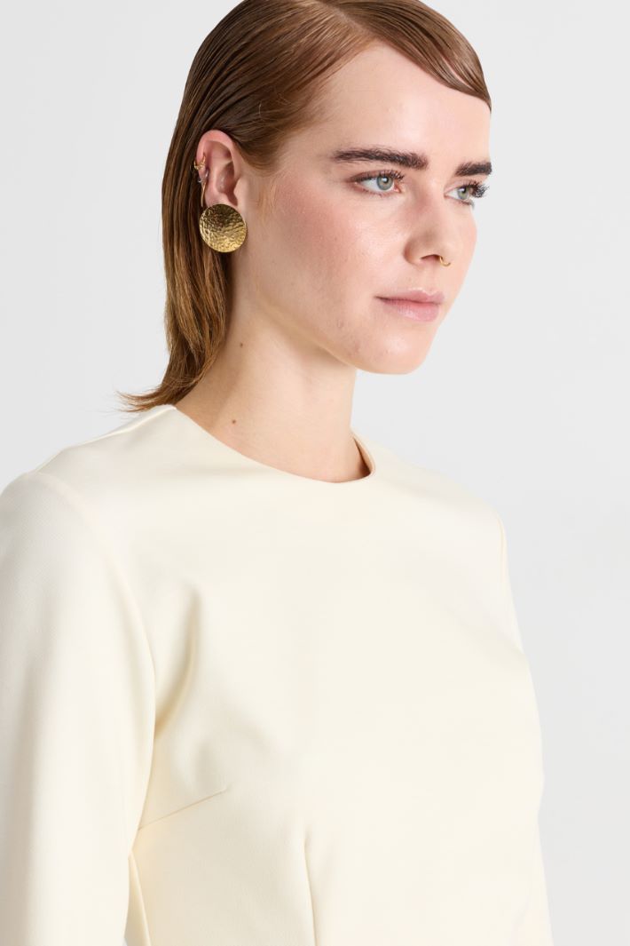 Top aderente in gabardina e jersey - BIANCO - Intrend - 3