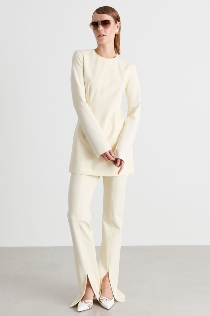 Top aderente in gabardina e jersey - BIANCO - Intrend