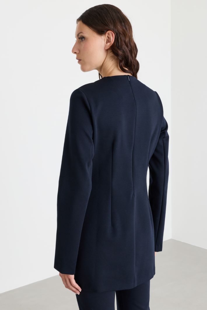 Top aderente in gabardina e jersey - BLU - Intrend - 4