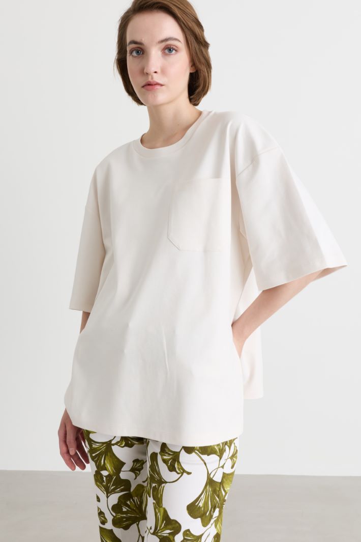 T-shirt oversize con taschino - BIANCO - Intrend - 2