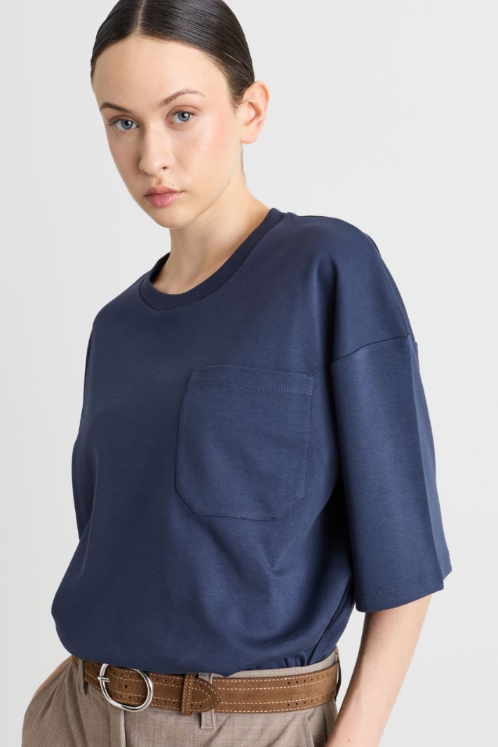 T-shirt oversize con taschino - BLU - Intrend - 2