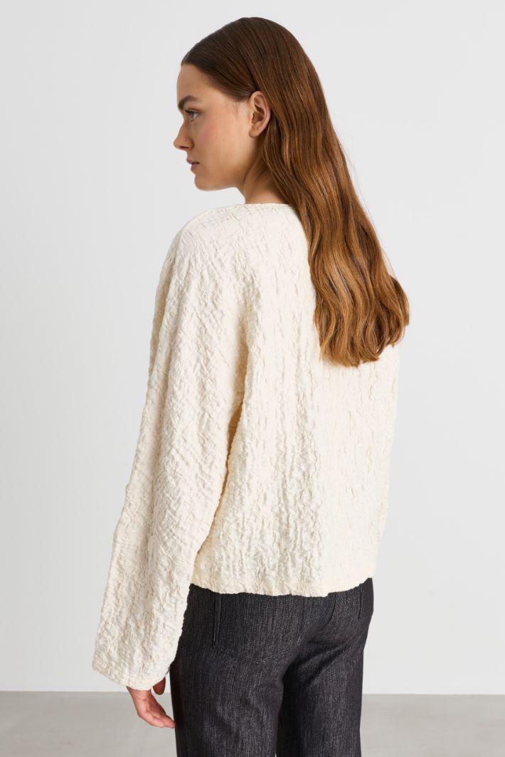 Top in jersey effetto mosso - BIANCO - Intrend - 4