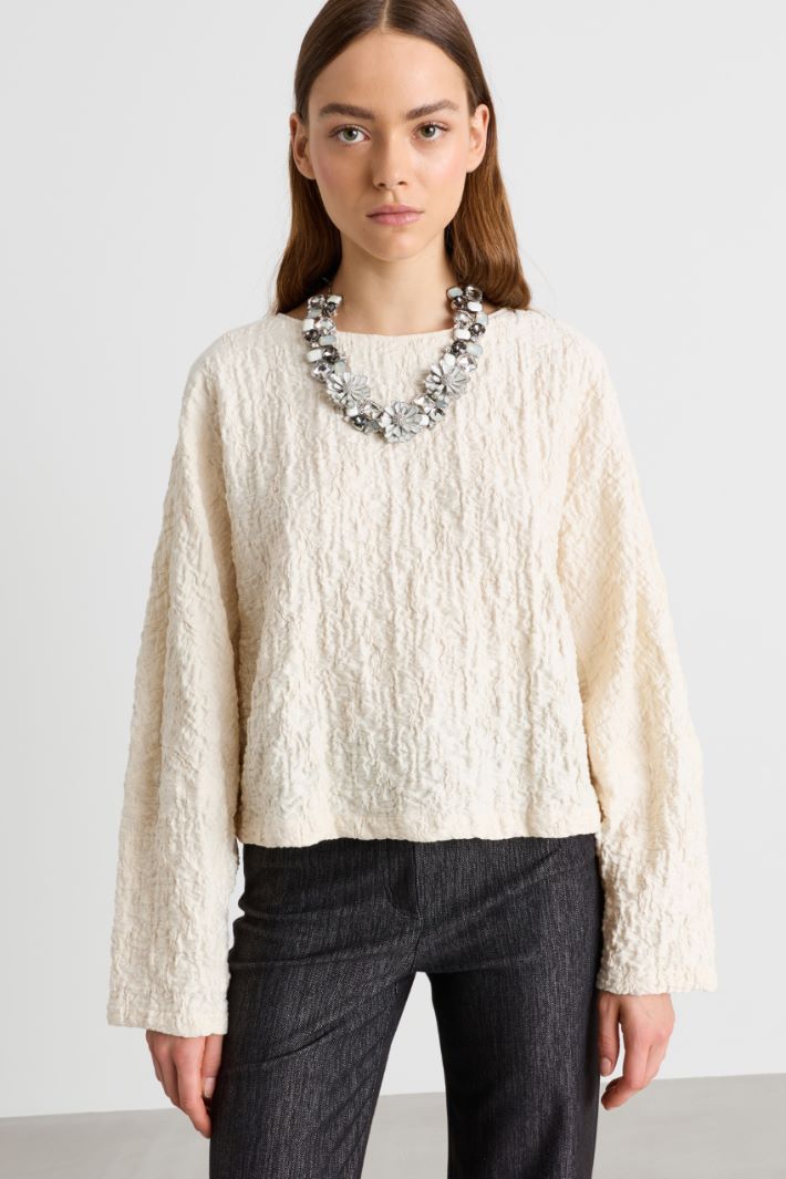Top in jersey effetto mosso - BIANCO - Intrend - 2