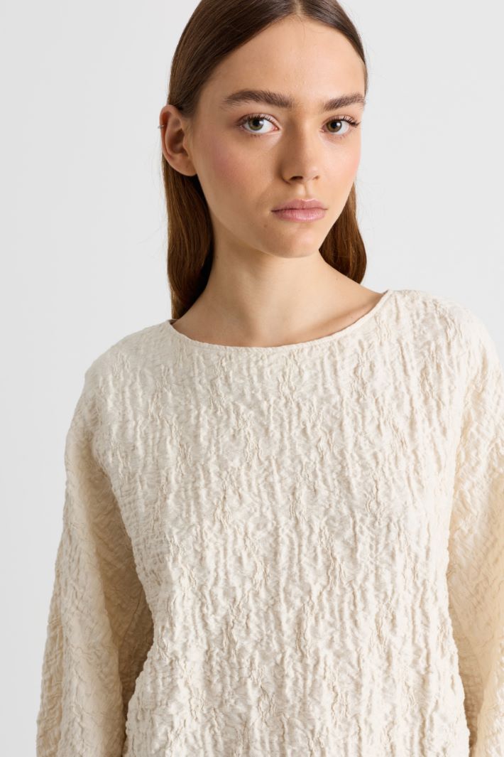 Top in jersey effetto mosso - BIANCO - Intrend - 3