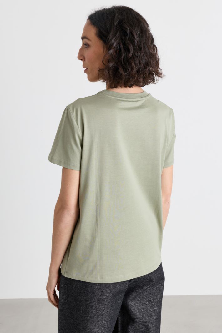 T-shirt con taschino ricamato - VERDE - Intrend - 4