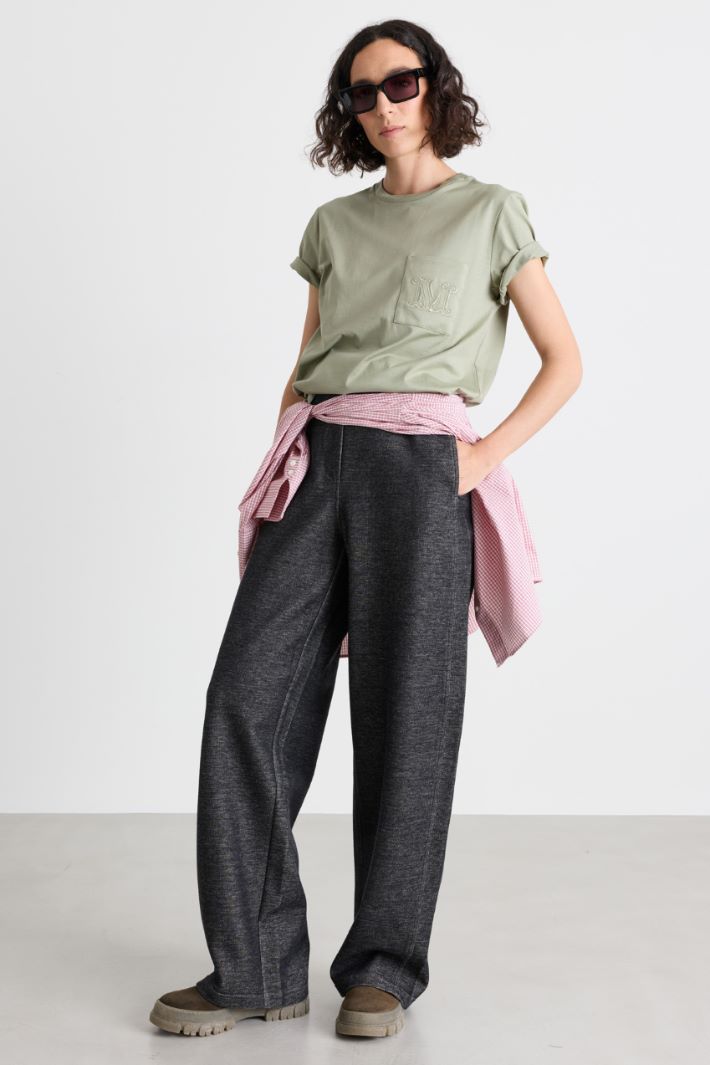 T-shirt con taschino ricamato - VERDE - Intrend