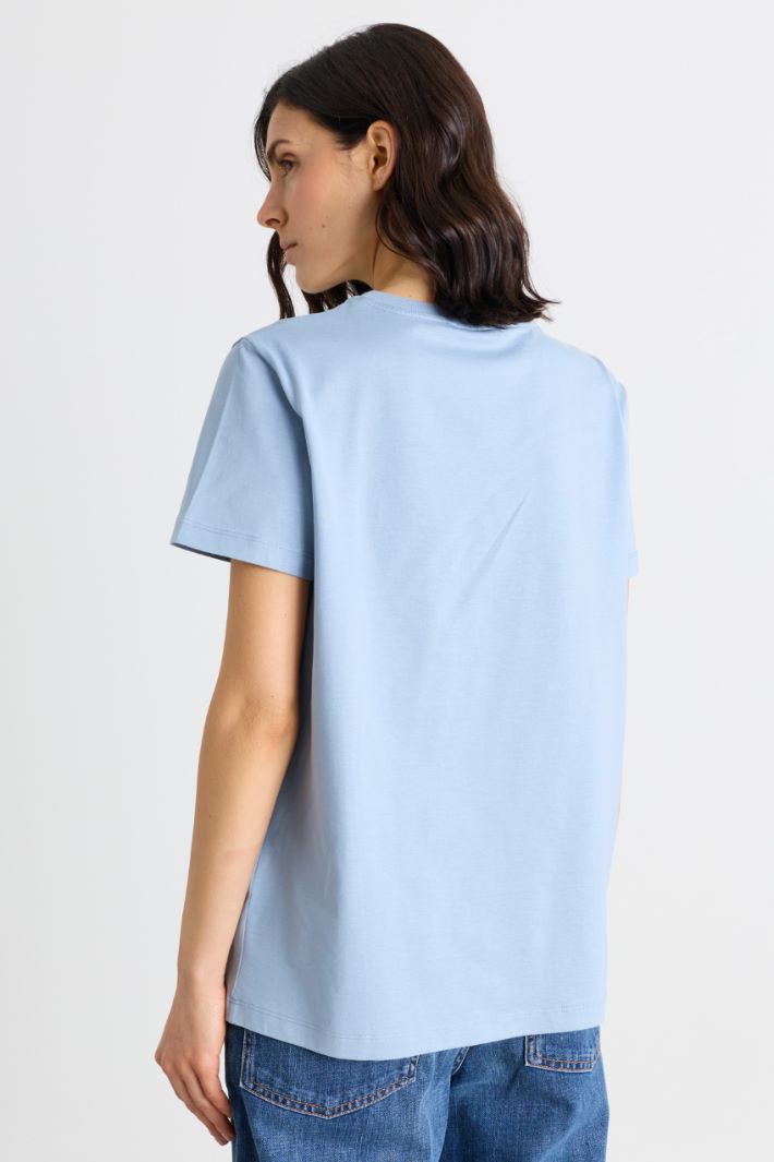T-shirt con taschino ricamato - AZZURRO - Intrend - 4