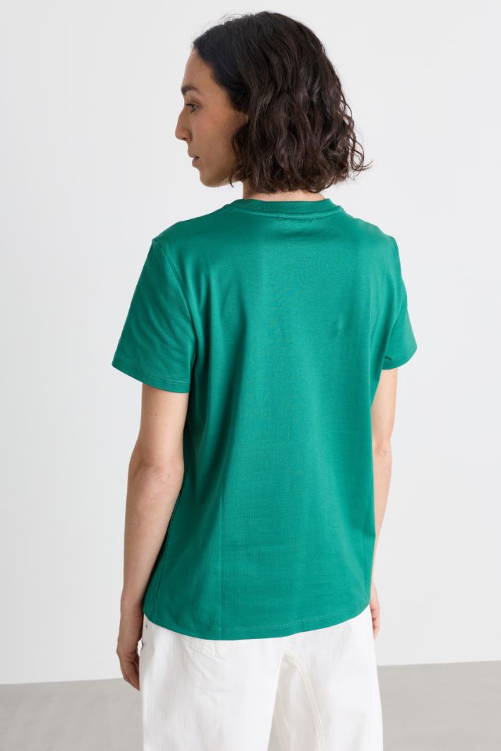 T-shirt con taschino ricamato - VERDE - Intrend - 4
