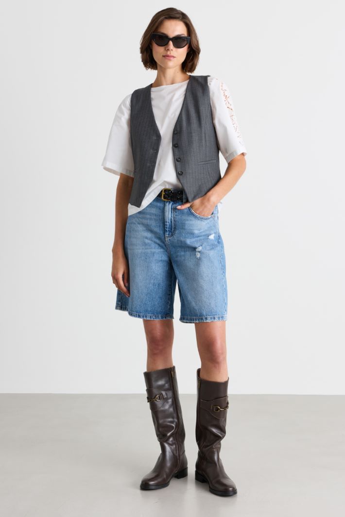 Top con ricami - BIANCO - Intrend