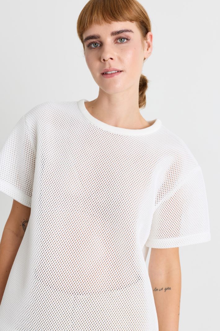 T-shirt in rete tecnica - BIANCO - Intrend - 3
