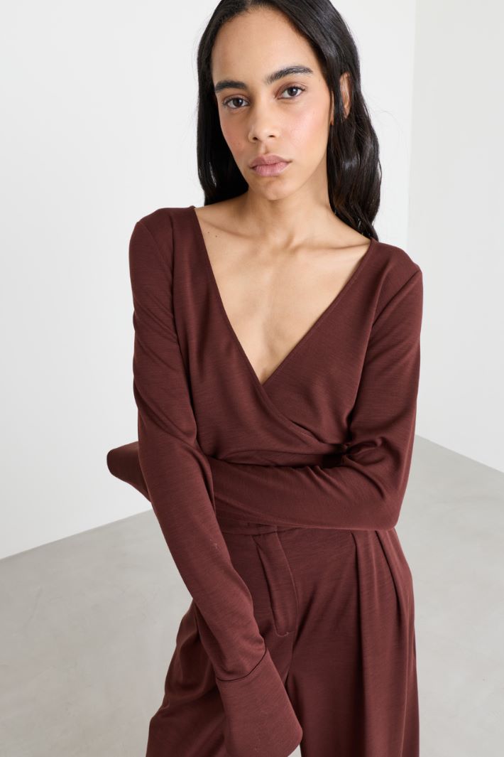 Body in jersey drappeggiato - BORDEAUX - Intrend - 3