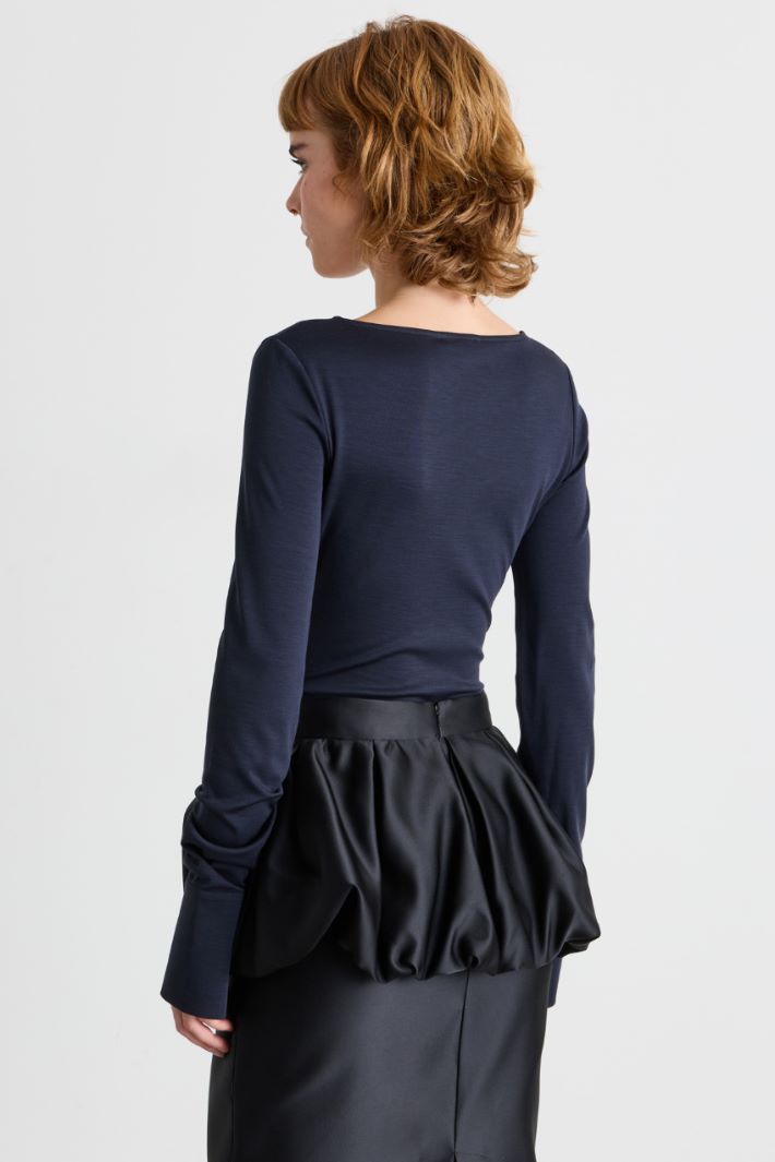 Body in jersey drappeggiato - BLU - Intrend - 4