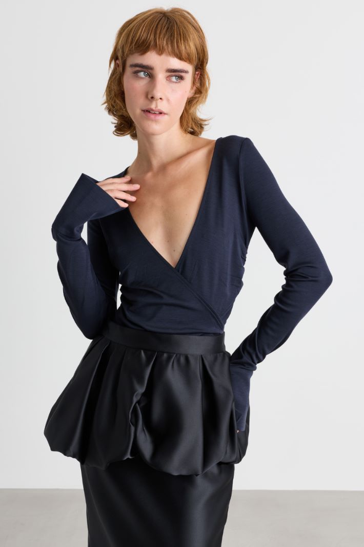 Body in jersey drappeggiato - BLU - Intrend - 2