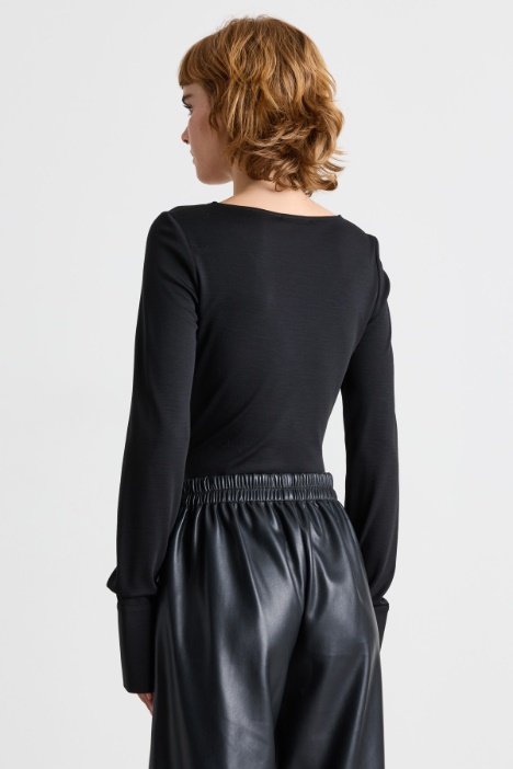 Body in jersey di lana drappeggiato