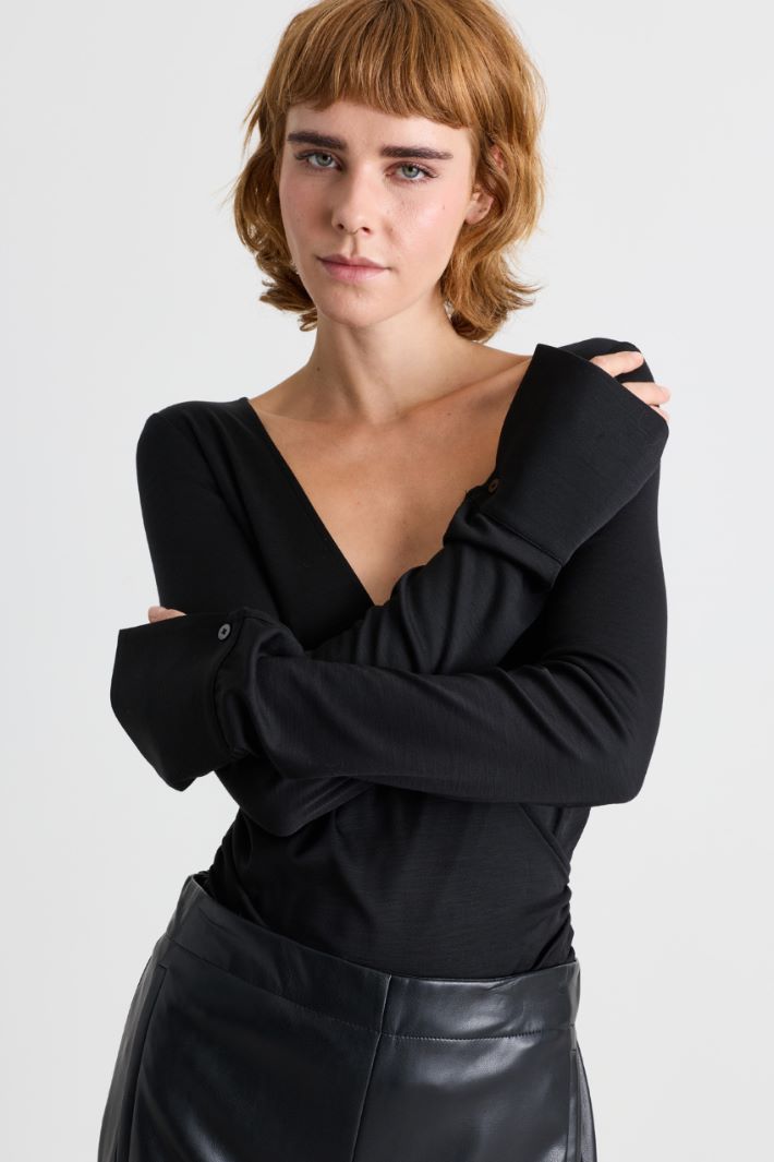 Body in jersey drappeggiato - NERO - Intrend - 3