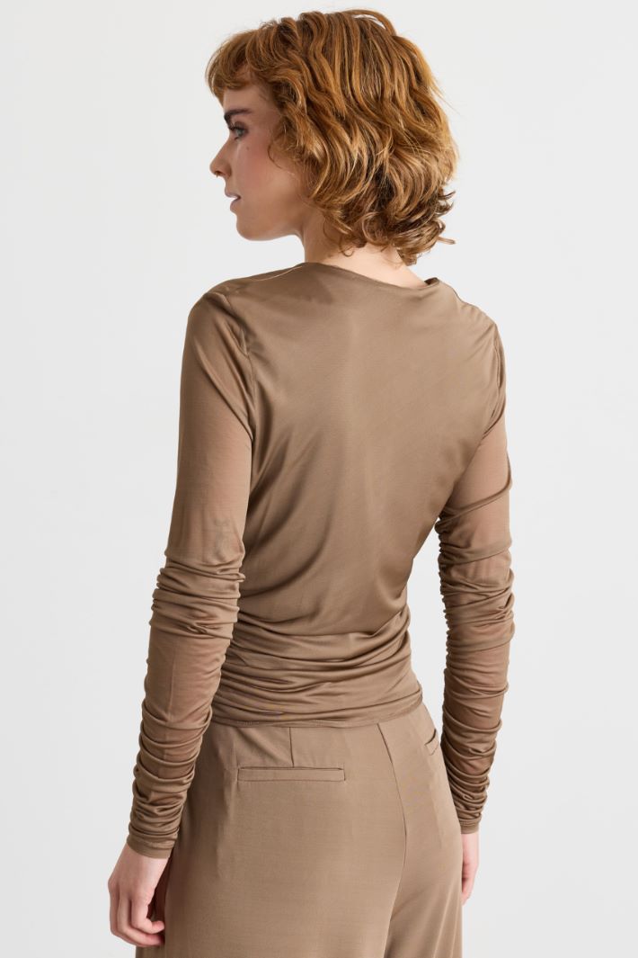 Blusa in jersey e tulle - CAMMELLO - Intrend - 4