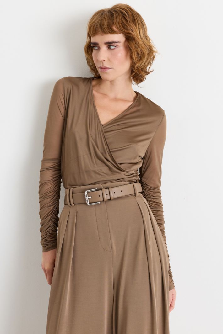 Blusa in jersey e tulle - CAMMELLO - Intrend - 2