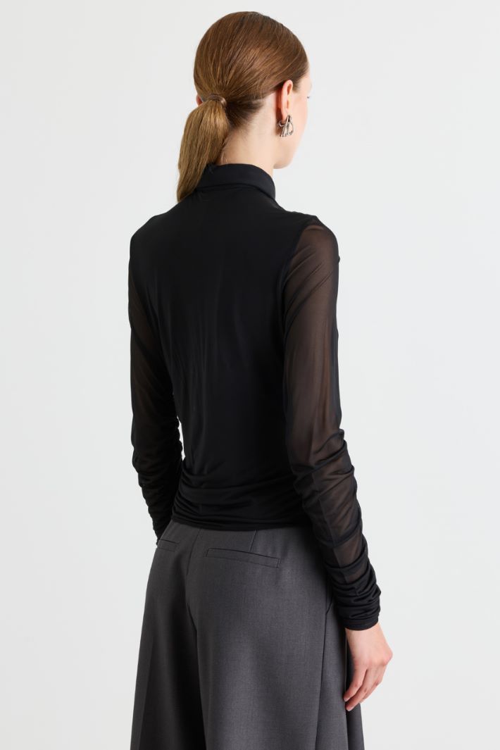 Blusa in jersey e tulle - NERO - Intrend - 4