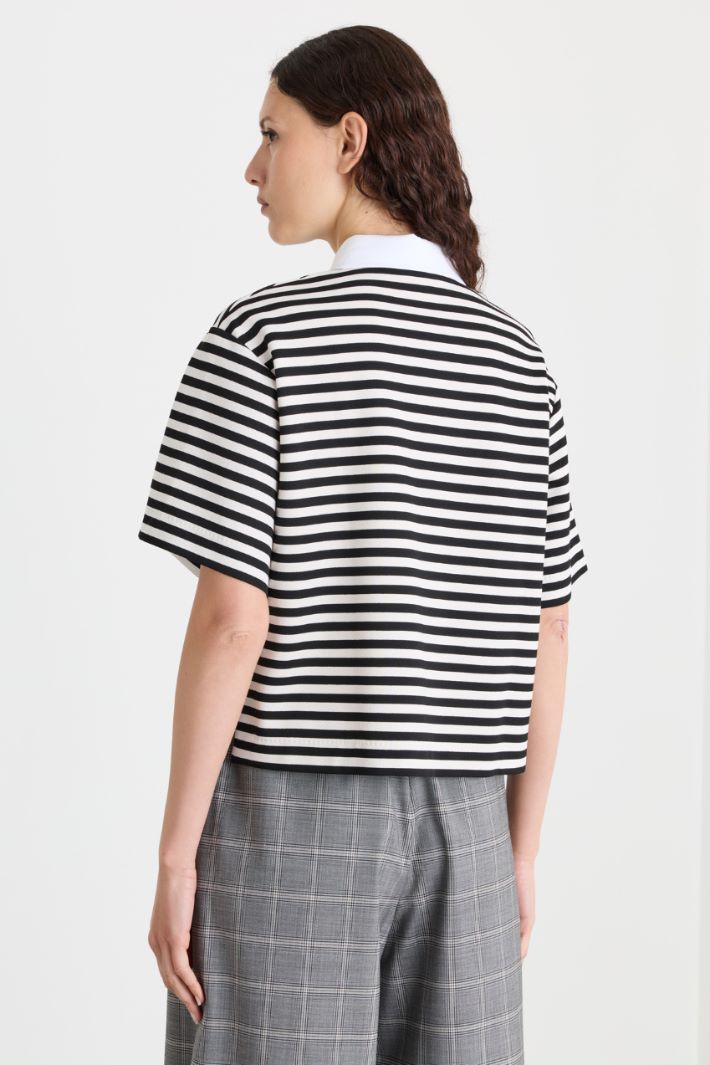 Polo in jersey a righe - BIANCO NERO - Intrend - 4