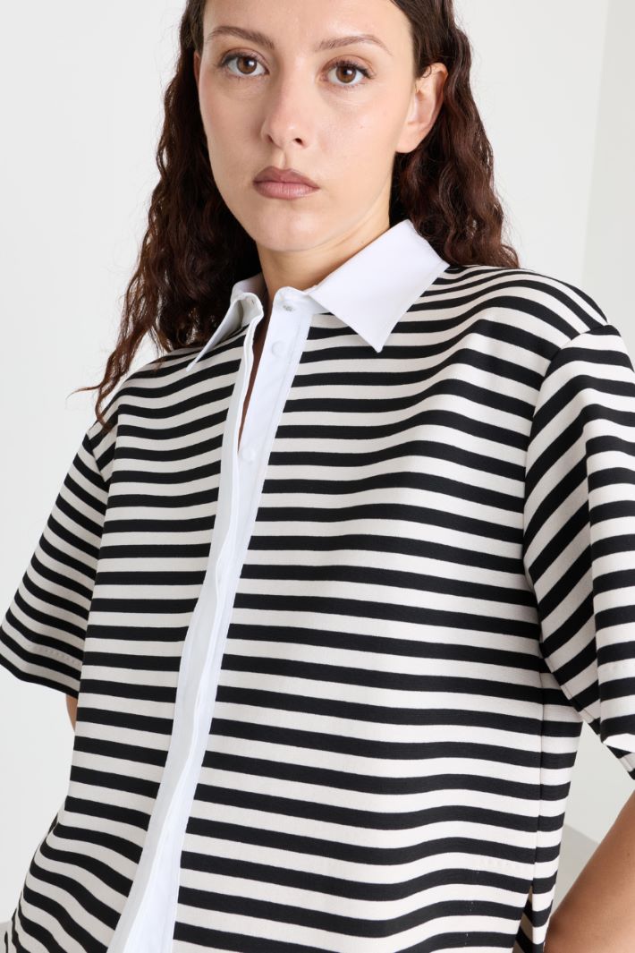 Polo in jersey a righe - BIANCO NERO - Intrend - 3