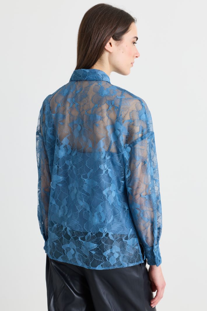 Blouse en dentelle - BLEU CLAIR - Intrend - 4
