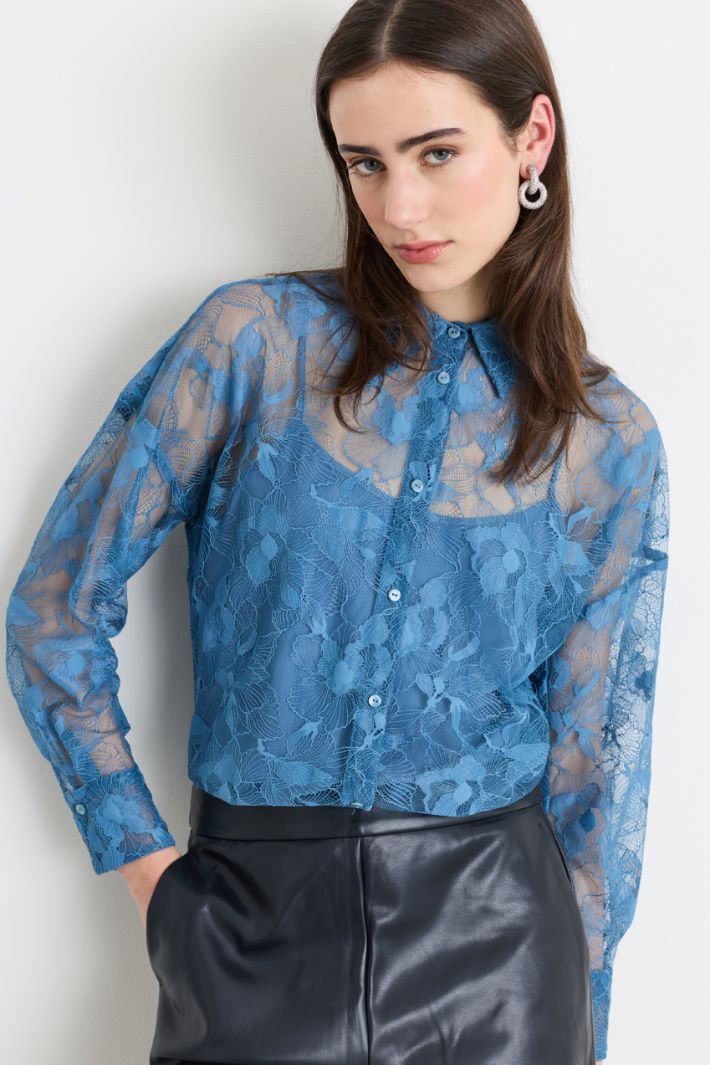 Blouse en dentelle - BLEU CLAIR - Intrend - 2