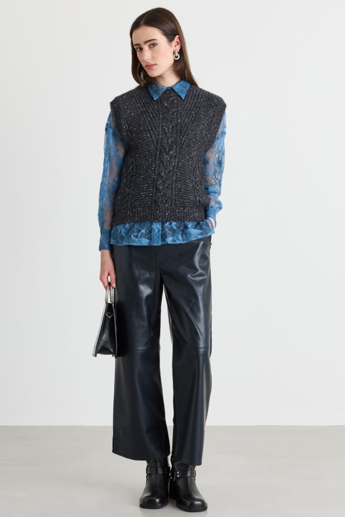 Blouse en dentelle - BLEU CLAIR - Intrend