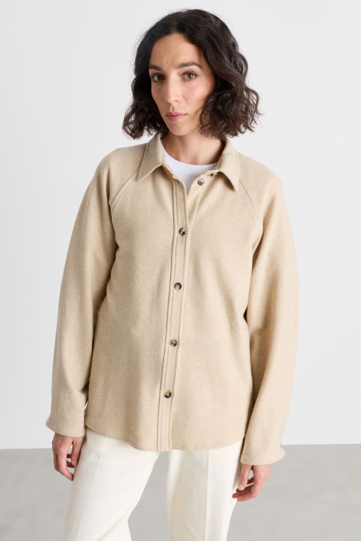 Camicia oversize in flanella - BEIGE - Intrend - 2