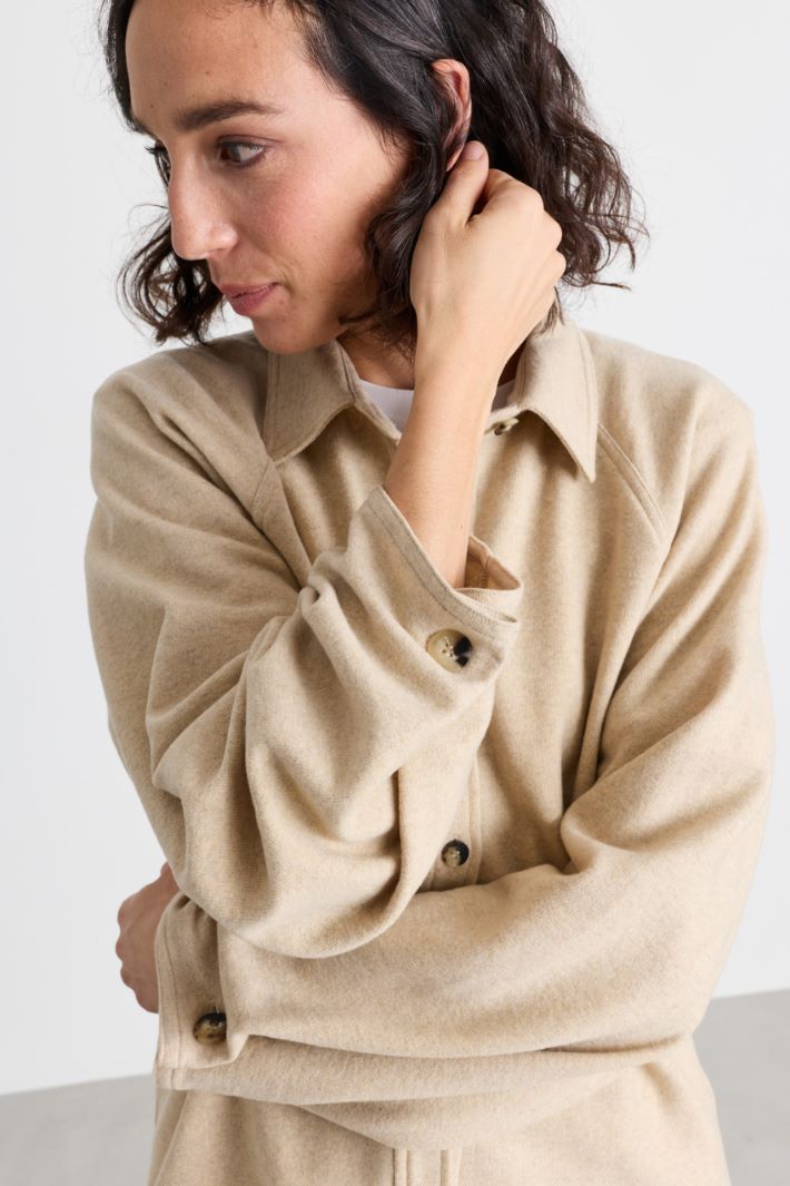 Camicia oversize in flanella - BEIGE - Intrend - 3