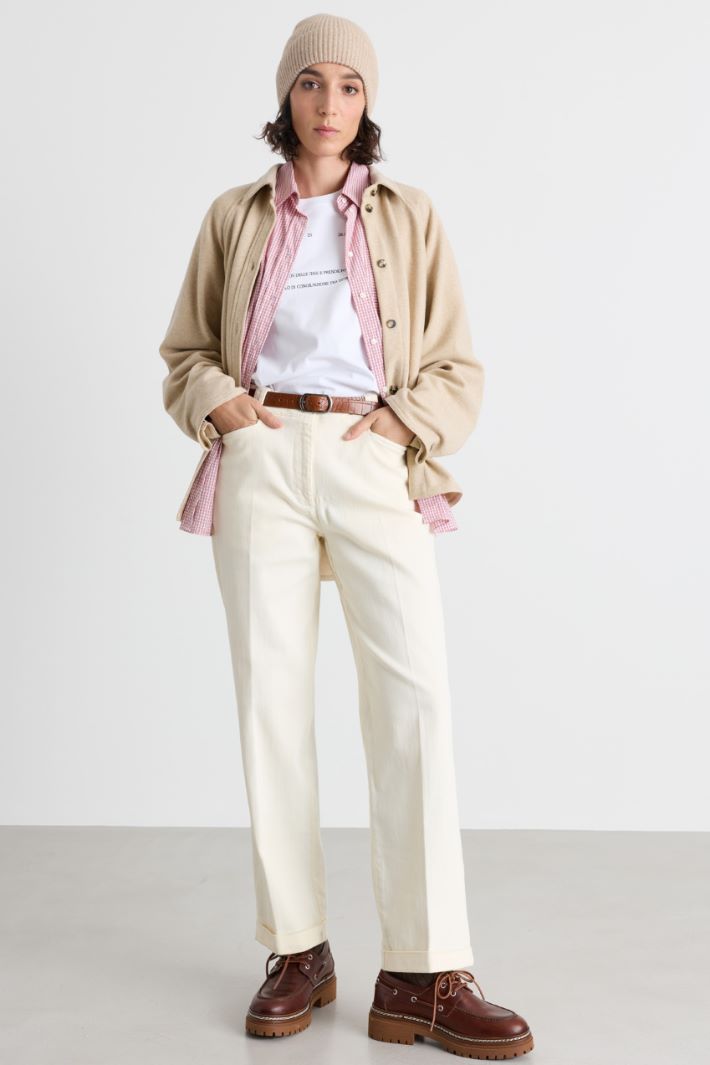 Camicia oversize in flanella - BEIGE - Intrend