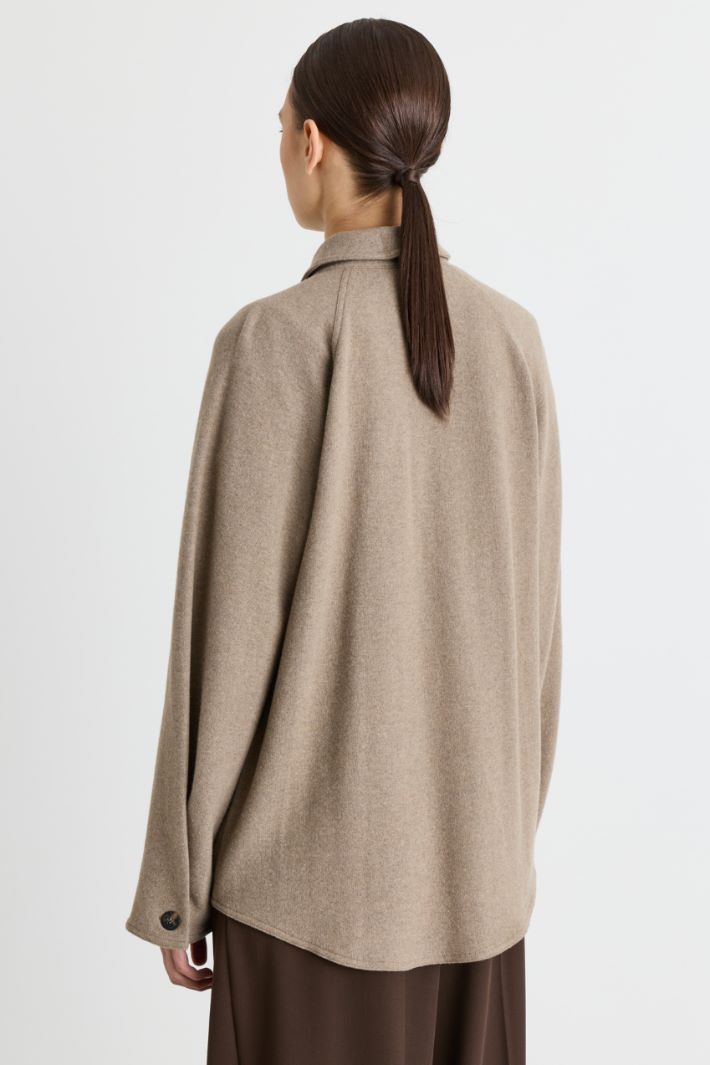 Camicia oversize in flanella - BEIGE - Intrend - 4