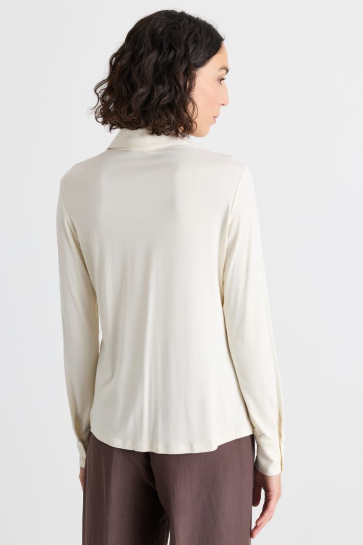 Camicia in jersey stretch - BIANCO - Intrend - 4