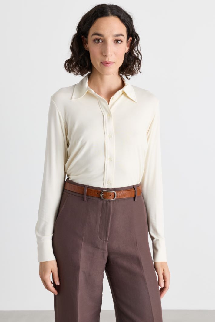 Camicia in jersey stretch - BIANCO - Intrend - 2