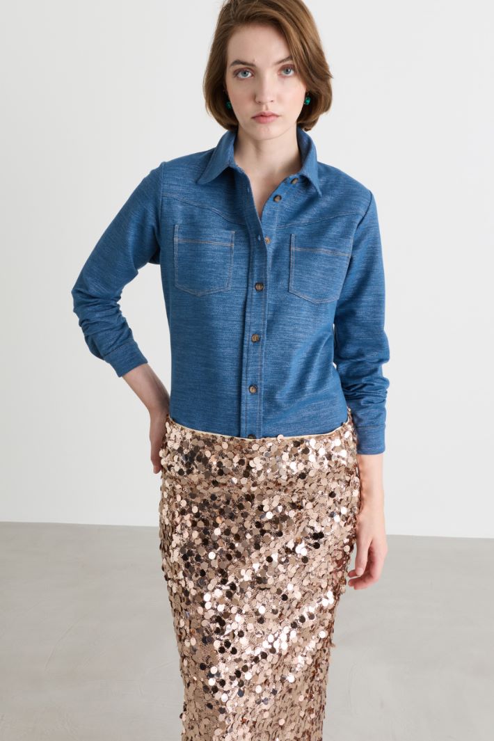 Camicia in jersey - AZZURRO - Intrend - 2