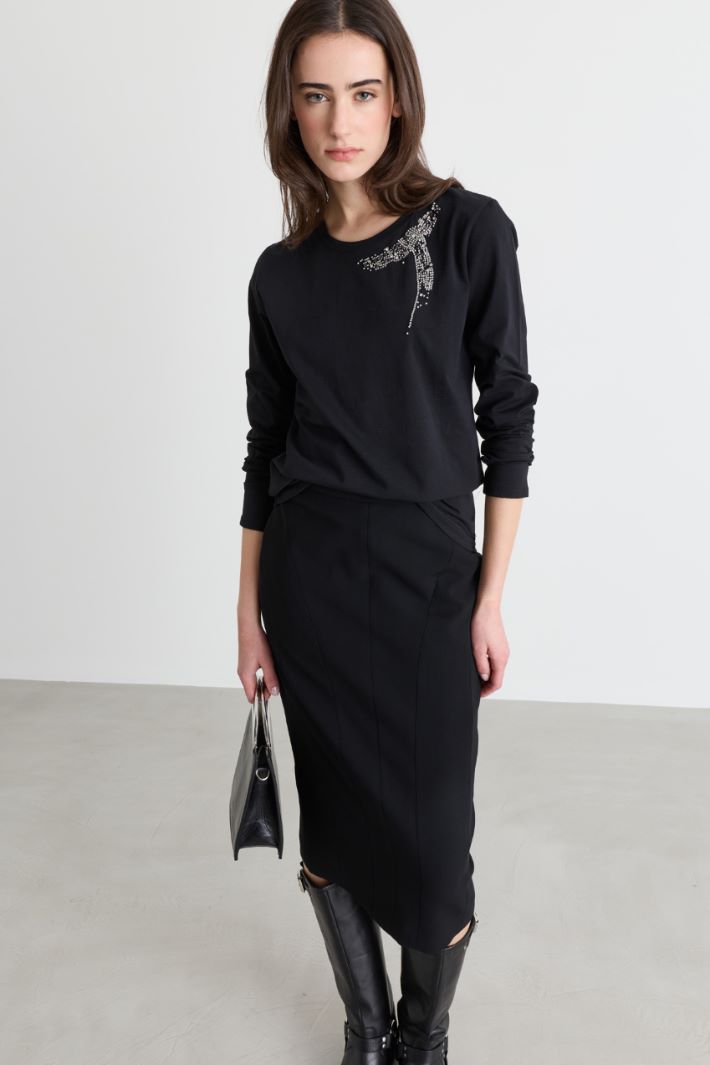 T-shirt con strass - NERO - Intrend - 2