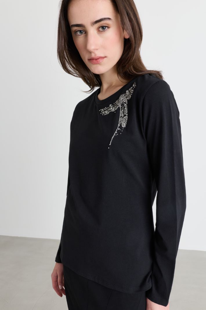 T-shirt con strass - NERO - Intrend - 3