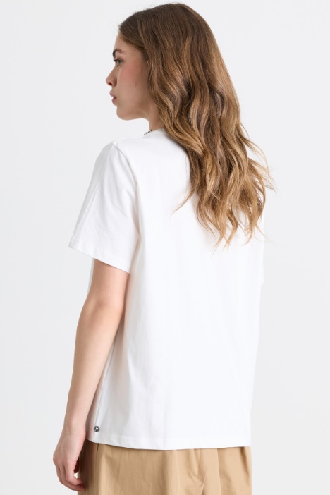 T-shirt in jersey di cotone con strass