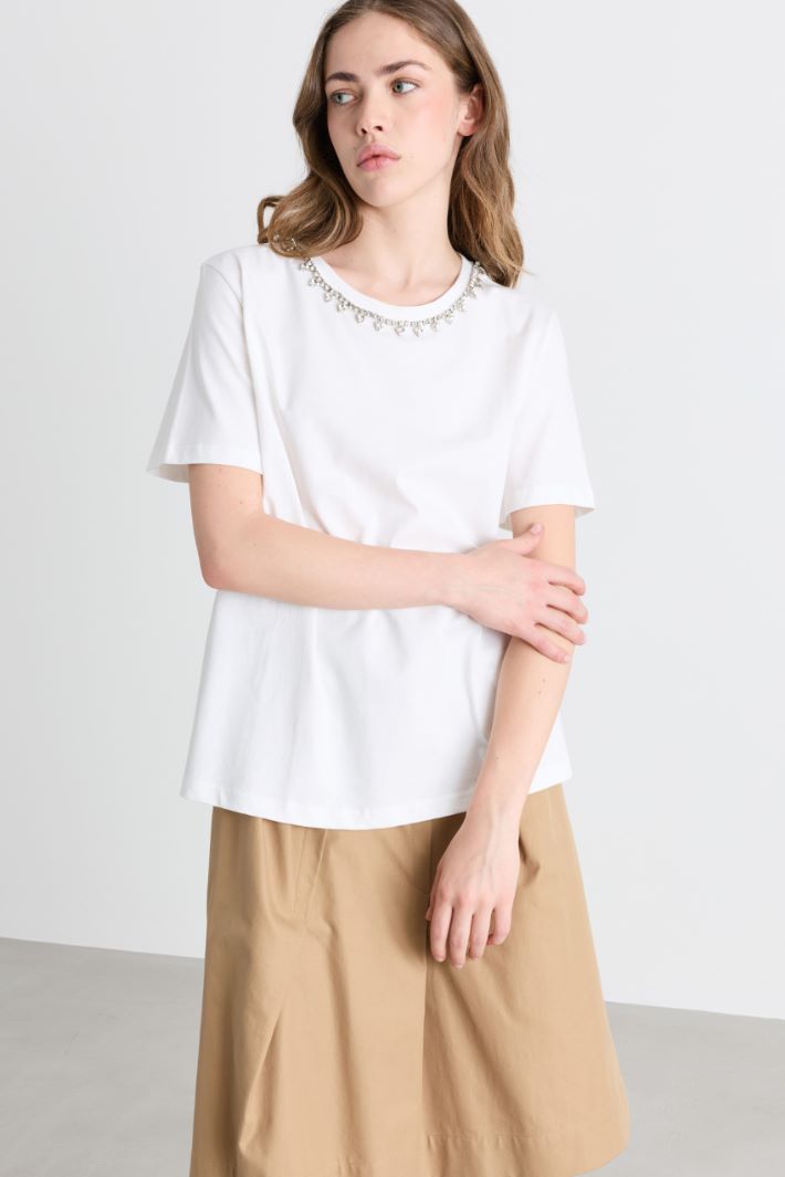 T-shirt con strass - BIANCO - Intrend - 2