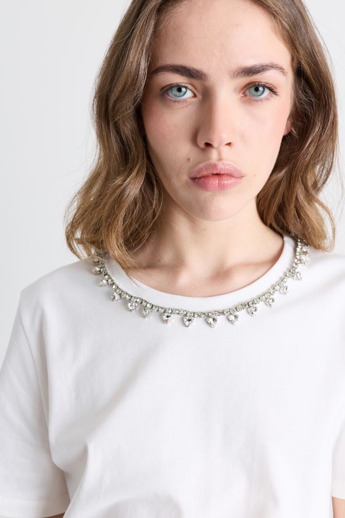 T-shirt con strass - BIANCO - Intrend - 3