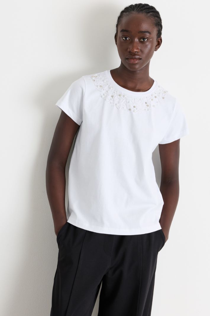 T-shirt con cristalli - BIANCO - Intrend - 2