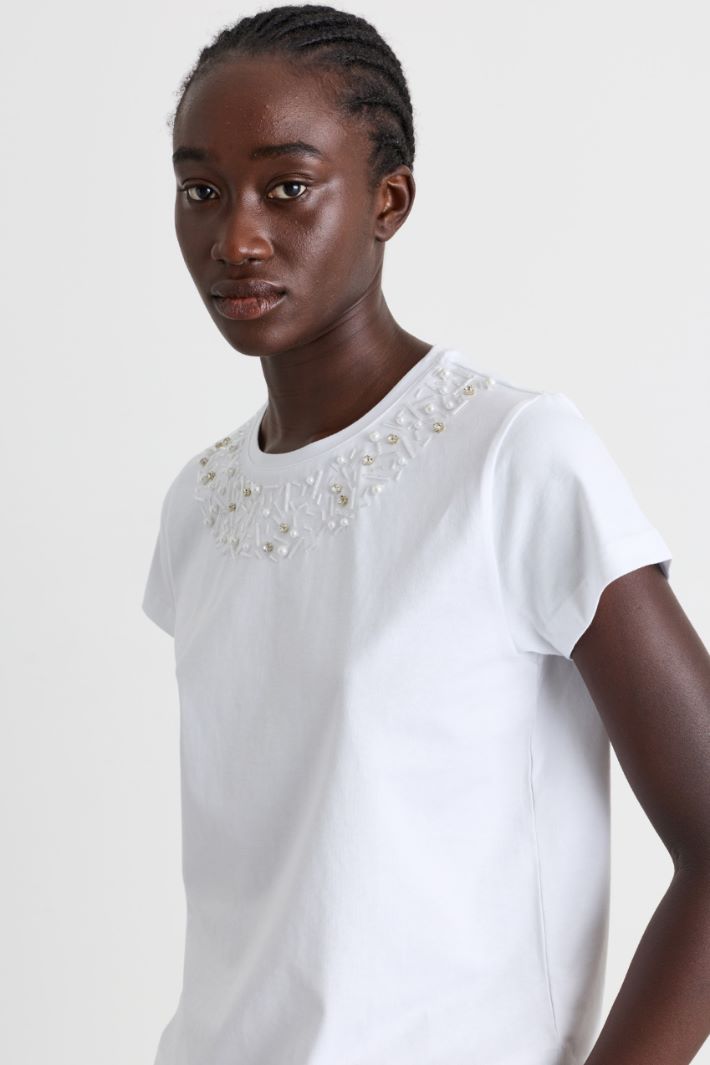 T-shirt con cristalli - BIANCO - Intrend - 3